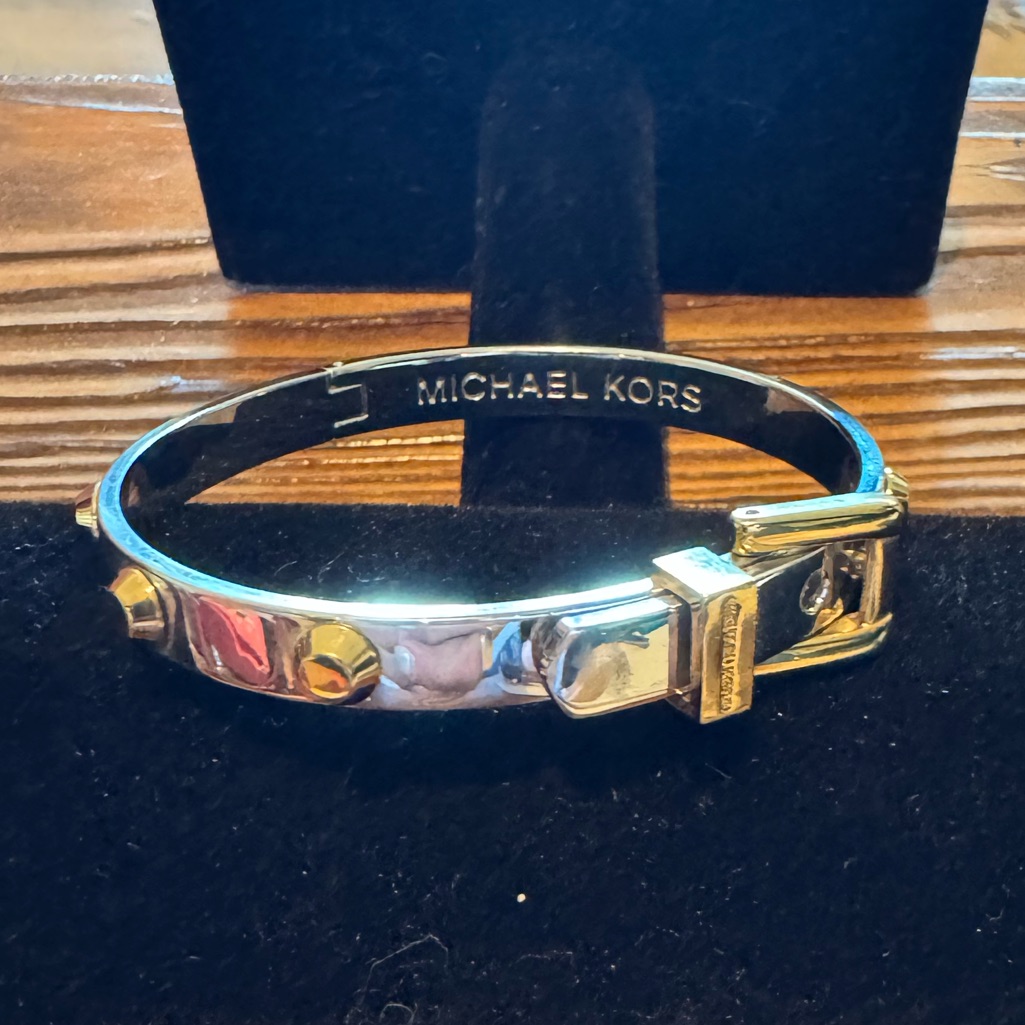 Michael Kors Astor SilverGold Stud Buckle Bangle 69$